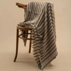 1050 MOISMONT Plaid en laine n°75 - Navy Blue - Moismont