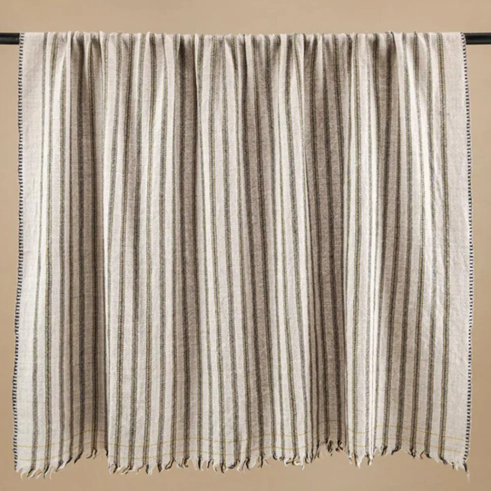 1050 MOISMONT Plaid en laine n°75 - Navy Blue - Moismont