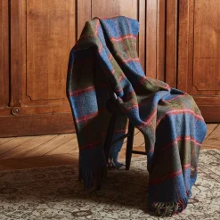 1492 MANTAS EZCARAY Plaid Shetland - Bleu & Vert