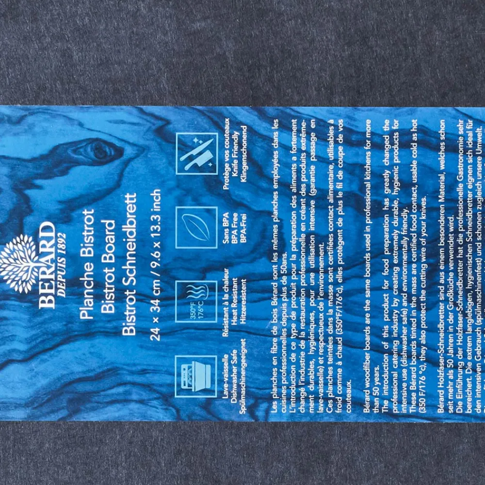 1101 BROWNE EUROPE BERARD Planche à découper en fibres de bois et résine alimentaire