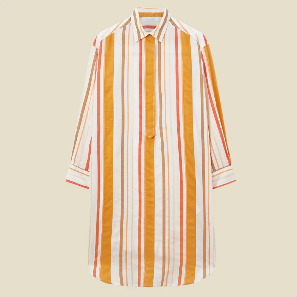 Women Pomandère - Robe chemise rayée - Orange