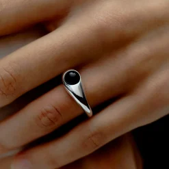 Women RAGBAG - Bague Dualism Onyx - Argent