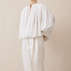 Women ROHE - Blouse plissée - Blanc
