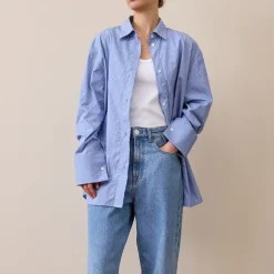 Women ROHE - Chemise Rayée - Bleu