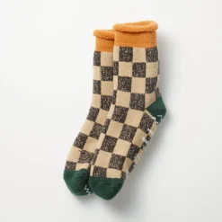 Women Rototo - Chaussettes à Damier - Beige & Vert