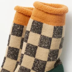 Women Rototo - Chaussettes à Damier - Beige & Vert