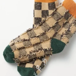 Women Rototo - Chaussettes à Damier - Beige & Vert