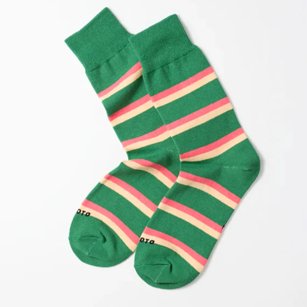 Women ROTOTO - Chaussettes Rayées - Vert Sapin
