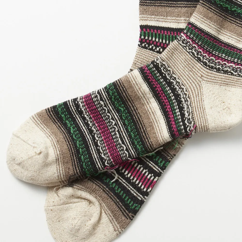 Women Rototo - Chaussettes tapisserie mexicaine - Vert/Rose