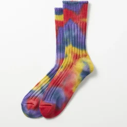 Women Rototo - Chaussettes Tie and dye - Rouge/Jaune/Bleu