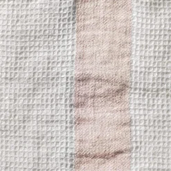 200 LINTEX Serviette de bain en lin - Nid d'abeille - Bande Beige Rosé