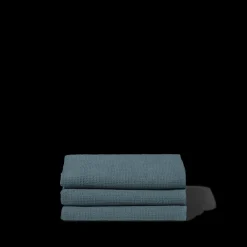 200 LINTEX Serviette de bain en lin - Nid d'abeille - Bleu Pétrole