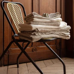 200 LINTEX Serviette de bain en lin - Nid d'abeille - Pierre