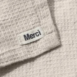 200 LINTEX Serviette de bain en lin - Nid d'abeille - Pierre