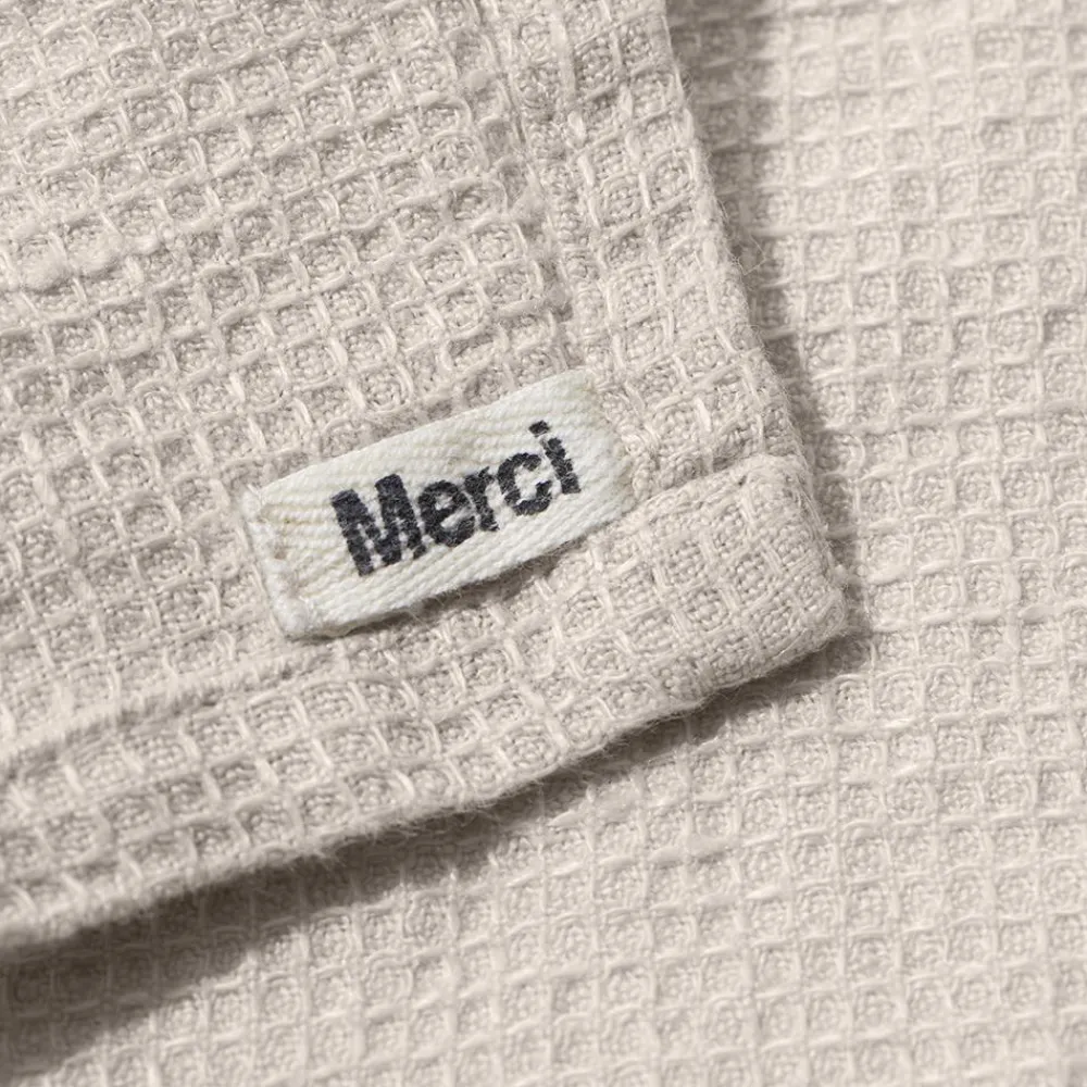 200 LINTEX Serviette de bain en lin - Nid d'abeille - Pierre