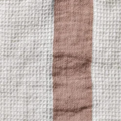 200 LINTEX Serviette de bain en lin - Nid d'abeille - Bande Rose Argile