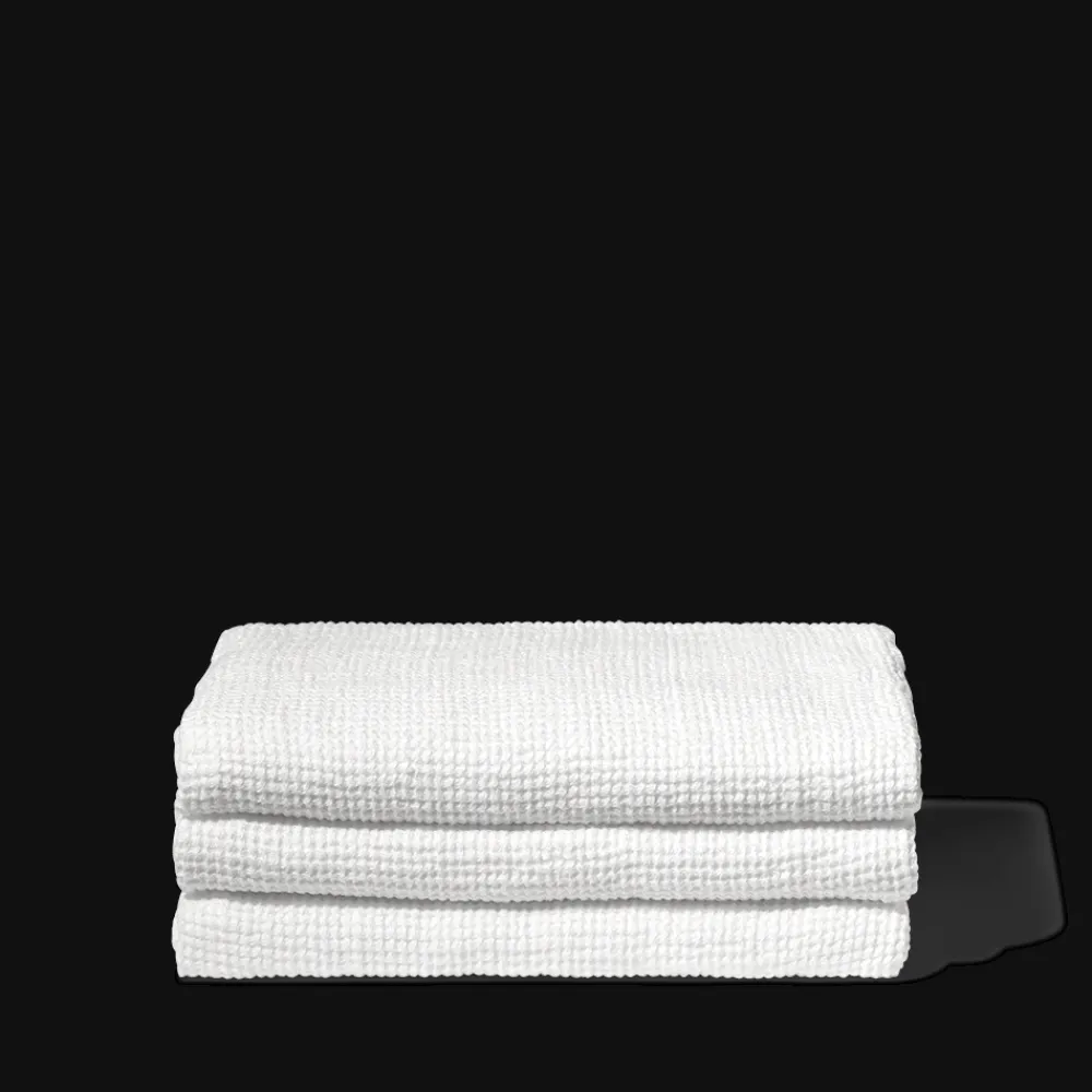 200 LINTEX Serviette de bain en lin - Waffle - Blanc Optique