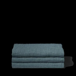 200 LINTEX Serviette de bain en lin - Waffle - Bleu Pétrole