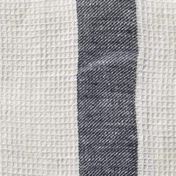 200 LINTEX Serviette de bain en lin - Nid d'abeille - Bande Bleu Encre