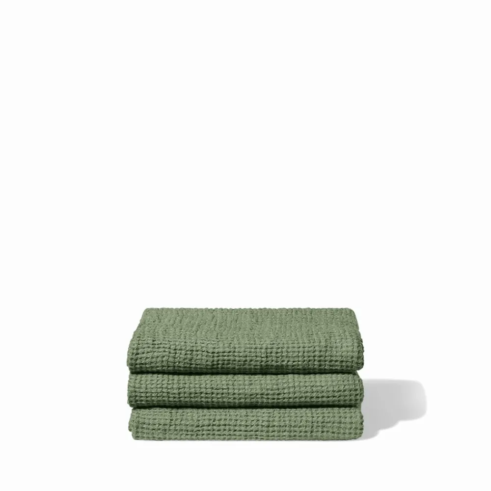 200 LINTEX Serviette de bain en lin - Waffle - Vert d'Anduze