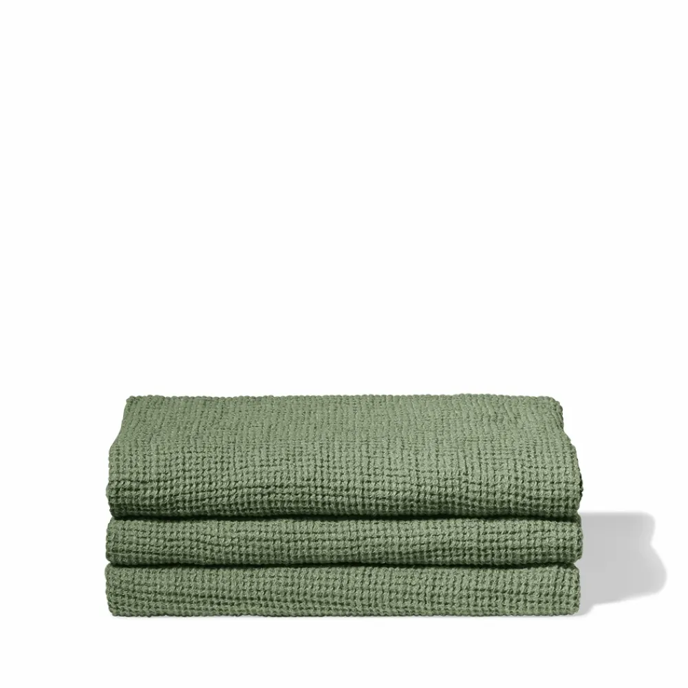 200 LINTEX Serviette de bain en lin - Waffle - Vert d'Anduze
