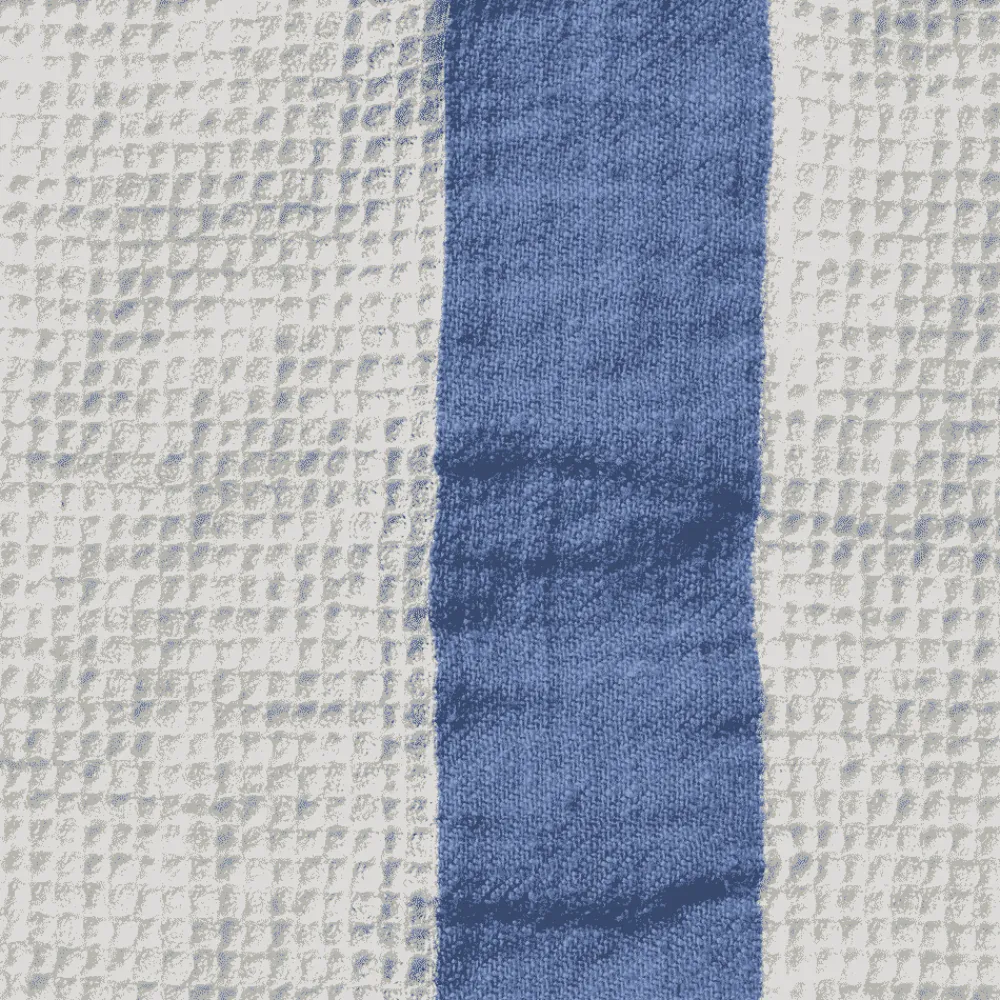200 LINTEX Serviette de bain en lin - Nid d'abeille - Bande Bleu Paros