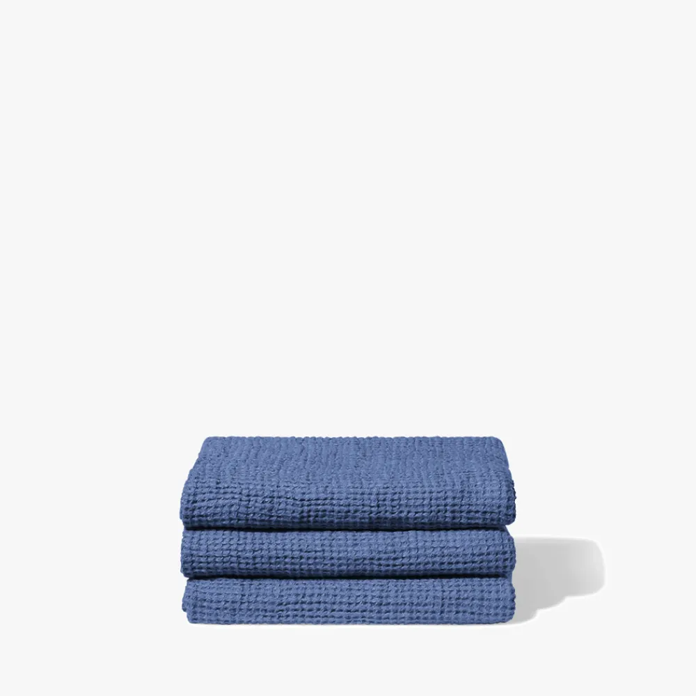 200 LINTEX Serviette de bain en lin - Waffle - Bleu Paros