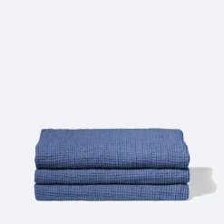 200 LINTEX Serviette de bain en lin - Waffle - Bleu Paros