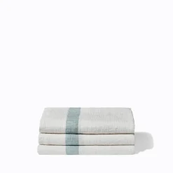 200 LINTEX Serviette de bain en lin - Nid d'abeille - Bande Gris Vésuve