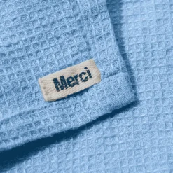 200 LINTEX Serviette de bain en lin - Nid d'abeille - Bleu Tyrrhénien