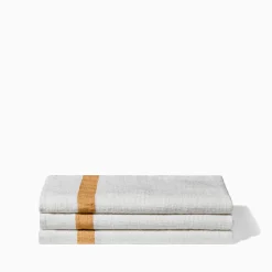 200 LINTEX Serviette de bain en lin - Nid d'abeille - Bande Jaune Asahi