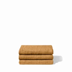 200 LINTEX Serviette de bain en lin - Waffle - Jaune Asahi