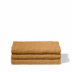 200 LINTEX Serviette de bain en lin - Waffle - Jaune Asahi