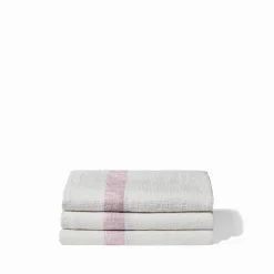 200 LINTEX Serviette de bain en lin - Nid d'abeille - Bande Parme Fuji Iro