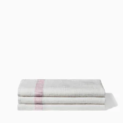 200 LINTEX Serviette de bain en lin - Nid d'abeille - Bande Parme Fuji Iro