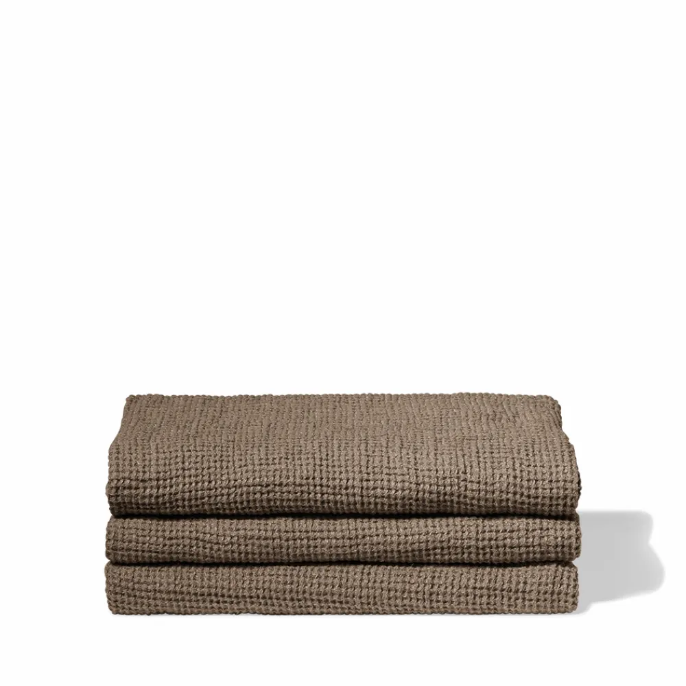 200 LINTEX Serviette de bain en lin - Waffle - Brun Cha Iro