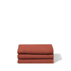 200 LINTEX Serviette de bain en lin - Nid d'abeille - Rouge Urushi