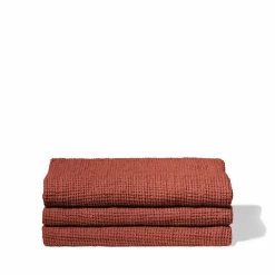 200 LINTEX Serviette de bain en lin - Waffle - Rouge Urushi