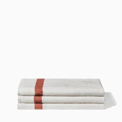 200 LINTEX Serviette de bain en lin - Nid d'abeille - Bande Rouge Urushi