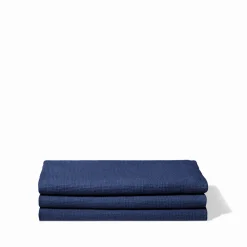 200 LINTEX Serviette de bain en lin - Nid d'abeille - Bleu Shibori