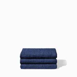 200 LINTEX Serviette de bain en lin - Waffle - Bleu Shibori
