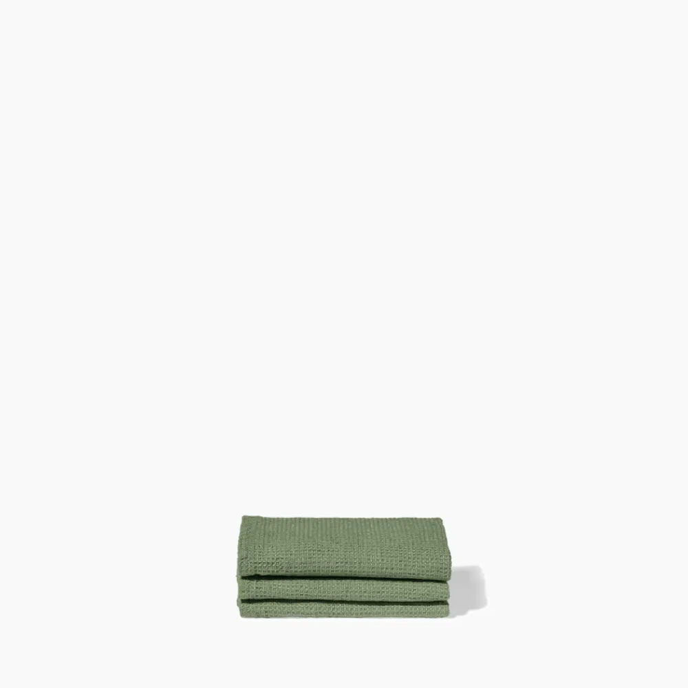 200 LINTEX Serviette de bain invité en lin - Nid d'abeille - Vert d'Anduze