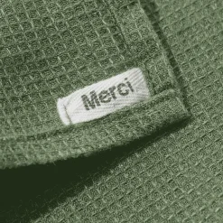 200 LINTEX Serviette de bain invité en lin - Nid d'abeille - Vert d'Anduze