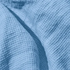 200 LINTEX Serviette de bain invité en lin - Nid d'abeille - Bleu Tyrrhénien