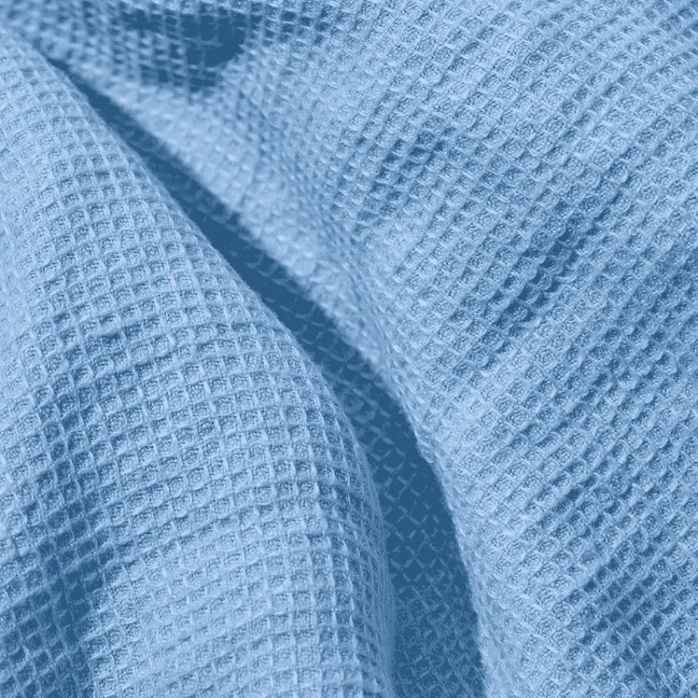 200 LINTEX Serviette de bain invité en lin - Nid d'abeille - Bleu Tyrrhénien