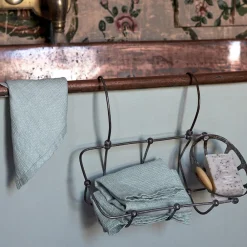 200 LINTEX Serviette de bain invité en lin - Nid d'abeille - Gris Vésuve