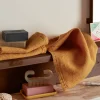200 LINTEX Serviette de bain invité en lin - Nid d'abeille - Jaune Asahi