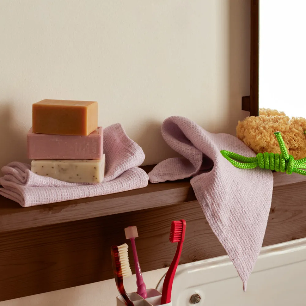 200 LINTEX Serviette de bain invité en lin - Nid d'abeille - Parme Fuji Iro
