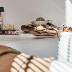 200 LINTEX Serviette de bain invité en lin - Nid d'abeille - Brun Cha Iro