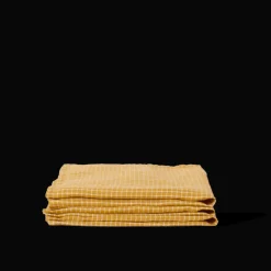 200 LINTEX Serviette de table en lin lavé - Carreaux Jaune Asahi